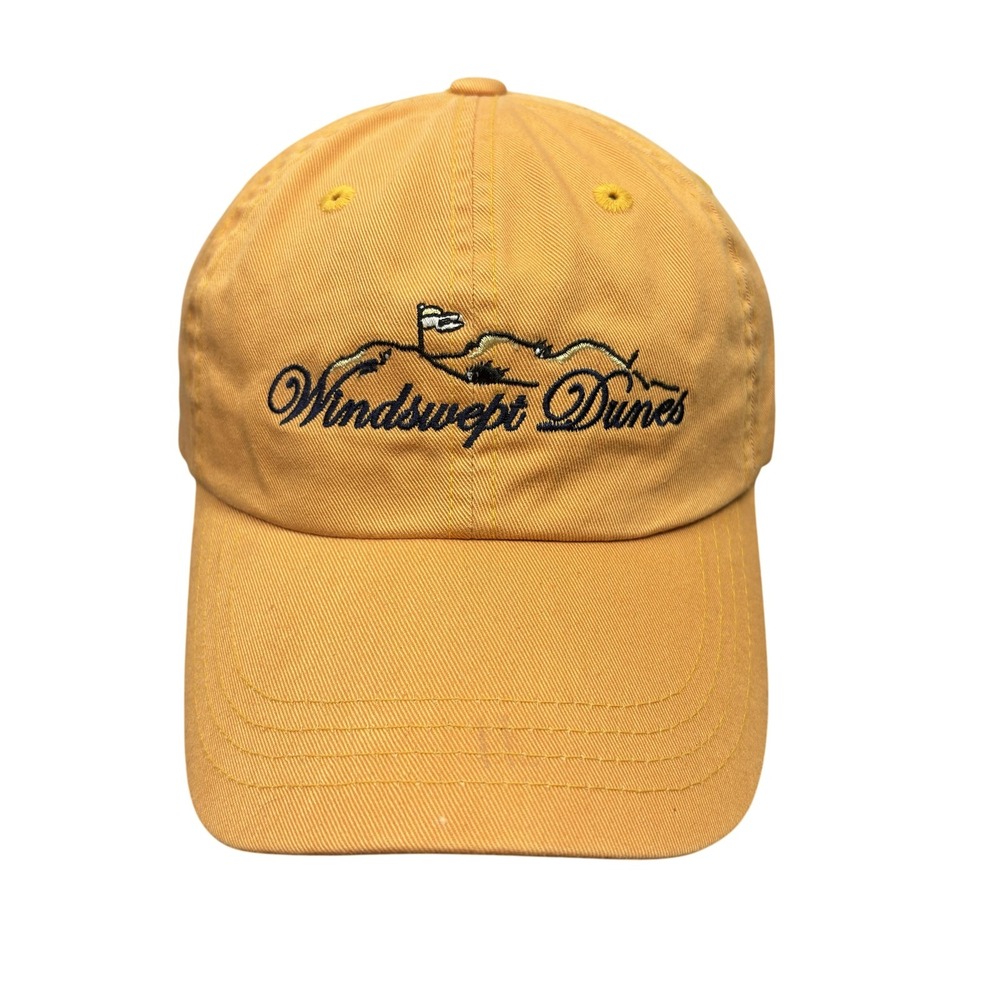 Windswept Dunes Hat Cap Strap Back Yellow Embroidered Golf Course Mens Imperial